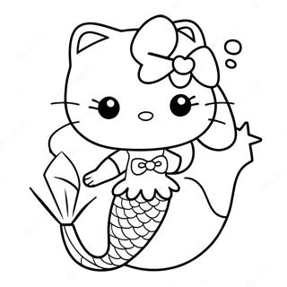 Page De Coloriage De La Mignonne Hello Kitty Sirene Avec Etoile De Mer 97518-36421