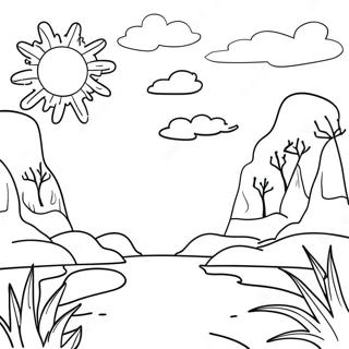Page De Coloriage Dun Ciel De Coucher De Soleil Colore 97624 36608