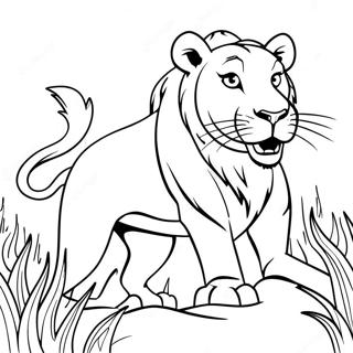 Lionne Feroce Chassant Page A Colorier 9766 2341