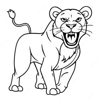 Lionne Feroce Chassant Page A Colorier 9766 2342