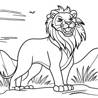 Lionne Feroce Chassant Page A Colorier 9766 2344