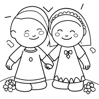 Page De Coloriage Amis Attentionnes Se Tenant La Main 98061-36977