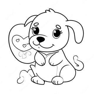 Page De Coloriage Chiot Pour La Saint Valentin 98238-37115