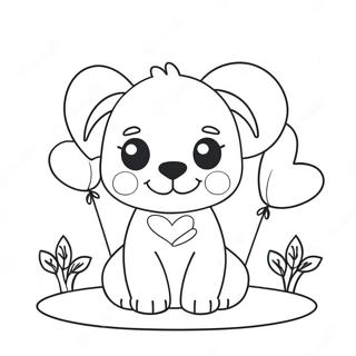 Page De Coloriage Chiot Mignon Avec Ballons En Coeur 98239-37117