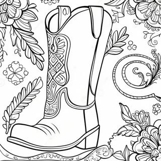 Page De Coloriage De Botte De Cowboy Elegante 98573-37378