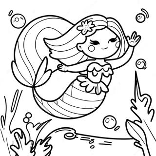 Page De Coloriage De Sirene Majestueuse Nageant Avec Des Poissons 98602-37411