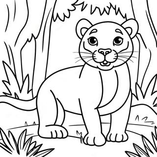 Page De Coloriage De Cougar Joueur Dans La Jungle 98881-37617