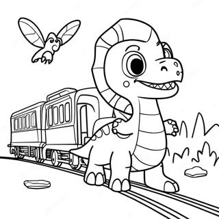 Page De Coloriage Daventure Coloree De Train De Dinosaures 98906-37637