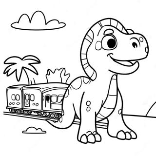 Page De Coloriage Daventure Coloree De Train De Dinosaures 98906-37638