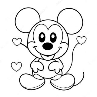 Page De Coloriage De Mickey Mouse Mignon Avec Des Coeurs 99136-37817