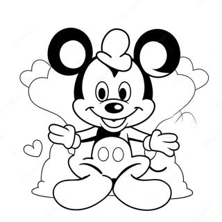 Page De Coloriage De Mickey Mouse Mignon Avec Des Coeurs 99136-37819