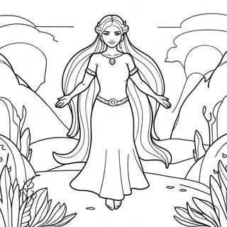 Page De Coloriage De Mira Dans Un Paysage Fantastique 99423-38049