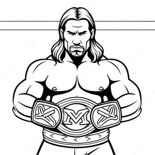 Page A Colorier Triple H Tenant Deux Ceintures 99-2379